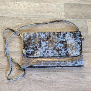 NWOT Lulu's Olive Crushed Velvet Foldover Clutch Purse